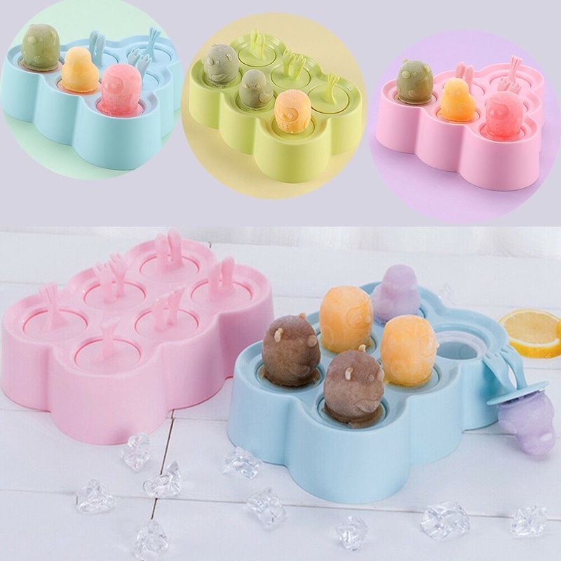 Khuôn Silicone Làm Kem 6 Ngăn Có Nắp Đậy Tiện Dụng
