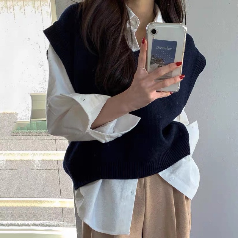 Áo gile Len trơn Ulzzang