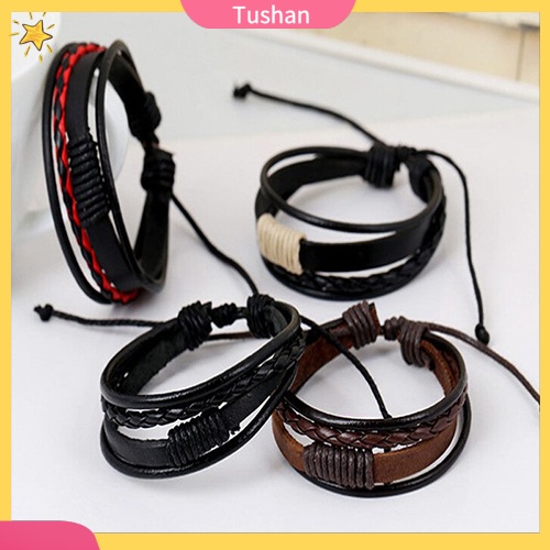 Vòng đeo tay giả da nhiều tầng phong cách cổ điển cá tính dành cho cả nam và nữ
