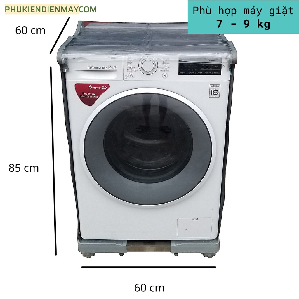 Áo trùm máy giặt lồng ngang (cửa trước)  - chất liệu bọc máy giặt Vải DA cao cấp chống nắng, chống mưa vượt trội