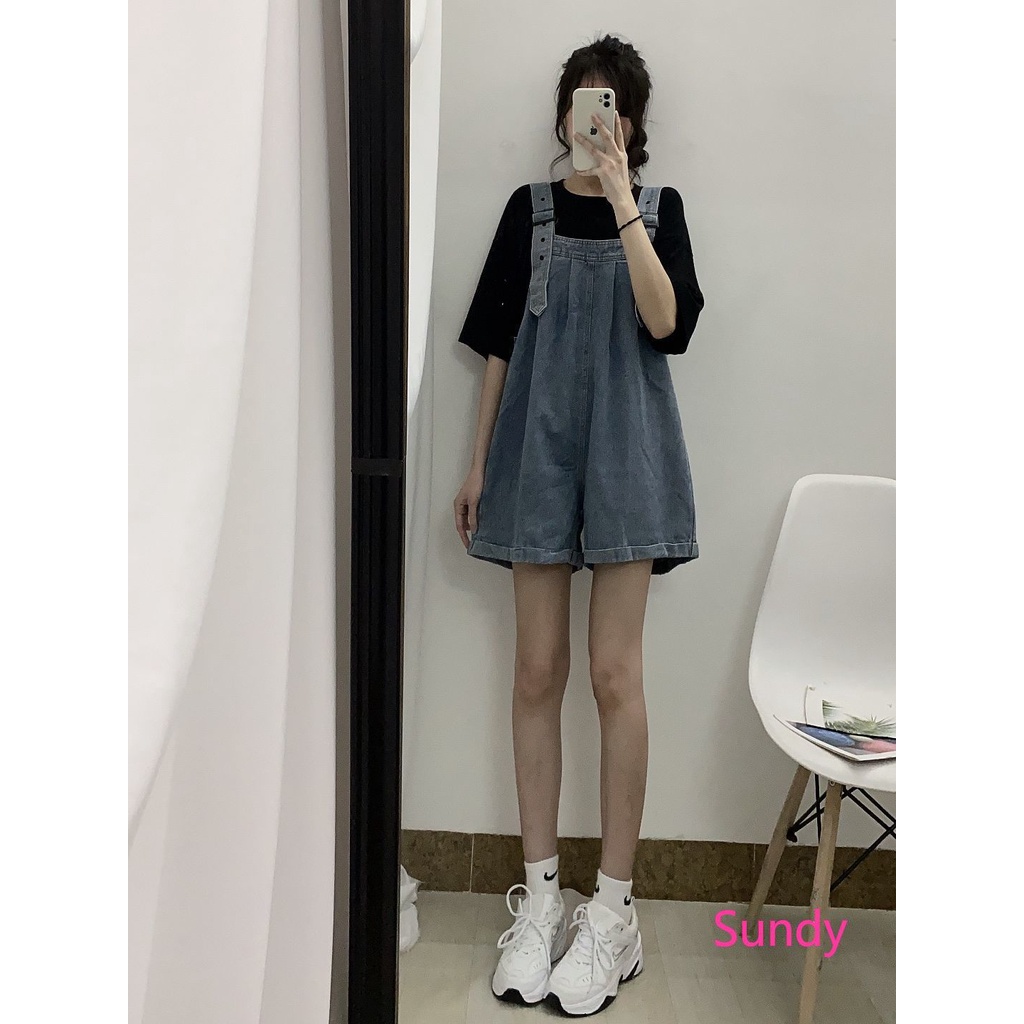 Quần Yếm Denim Ngắn Dáng Rộng Plus Size Thời Trang Mùa Hè Dành Cho Nữ