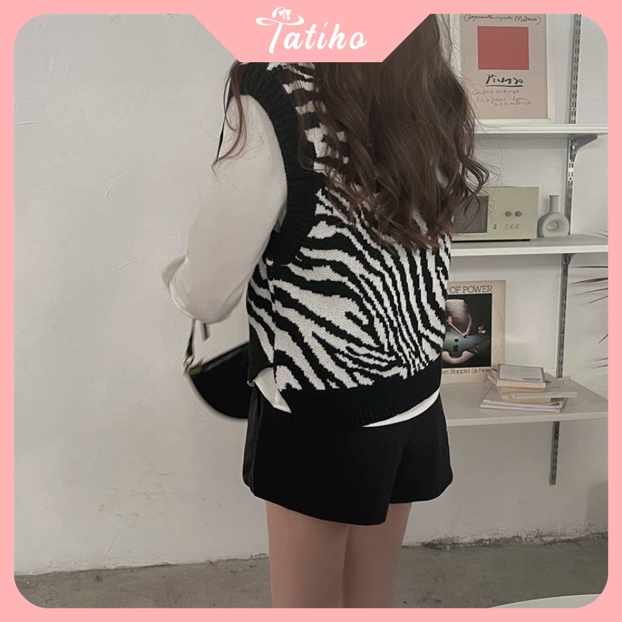 [Hàng Xịn, Giá Tốt]  Áo Gile Len Nữ ( Áo Dệt Kim ) Họa Tiết Da Báo Phong Cách Thời Trang Hàn Quốc - Mã AK009