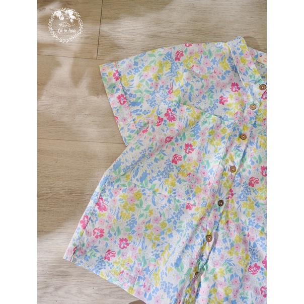 ÁO SƠMI HOA OVERSIZE LÁ IN HOA 2 MÀU XANH NEON/HỒNG TÍM NHẠT