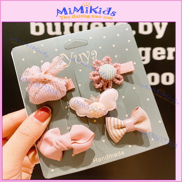 Set 5 kẹp tóc công chúa  phong cách Hàn Quốc xinh yêu cho bé