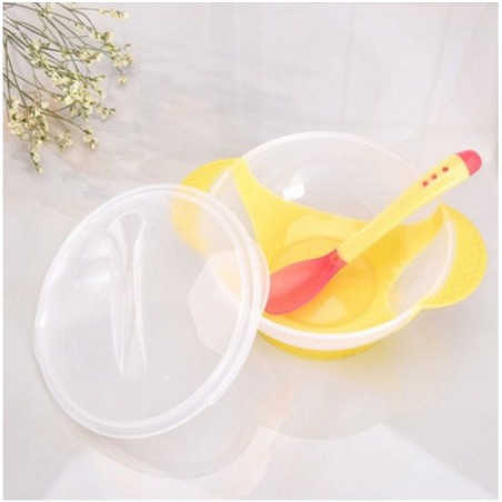 Bát Ăn Dặm Chống Đổ Kèm Thìa Báo Nóng