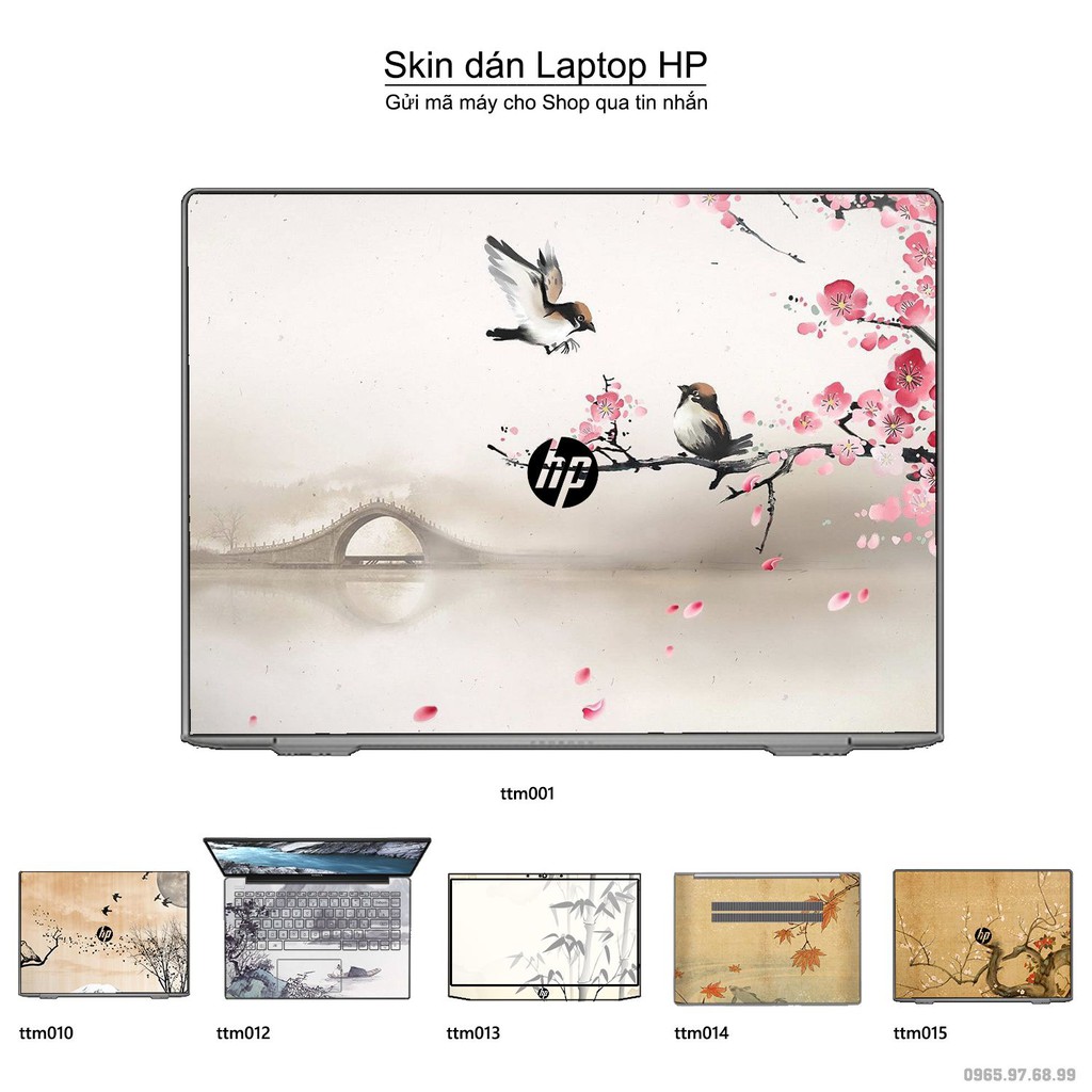 Skin dán Laptop HP in hình Tranh thủy mặc (inbox mã máy cho Shop)