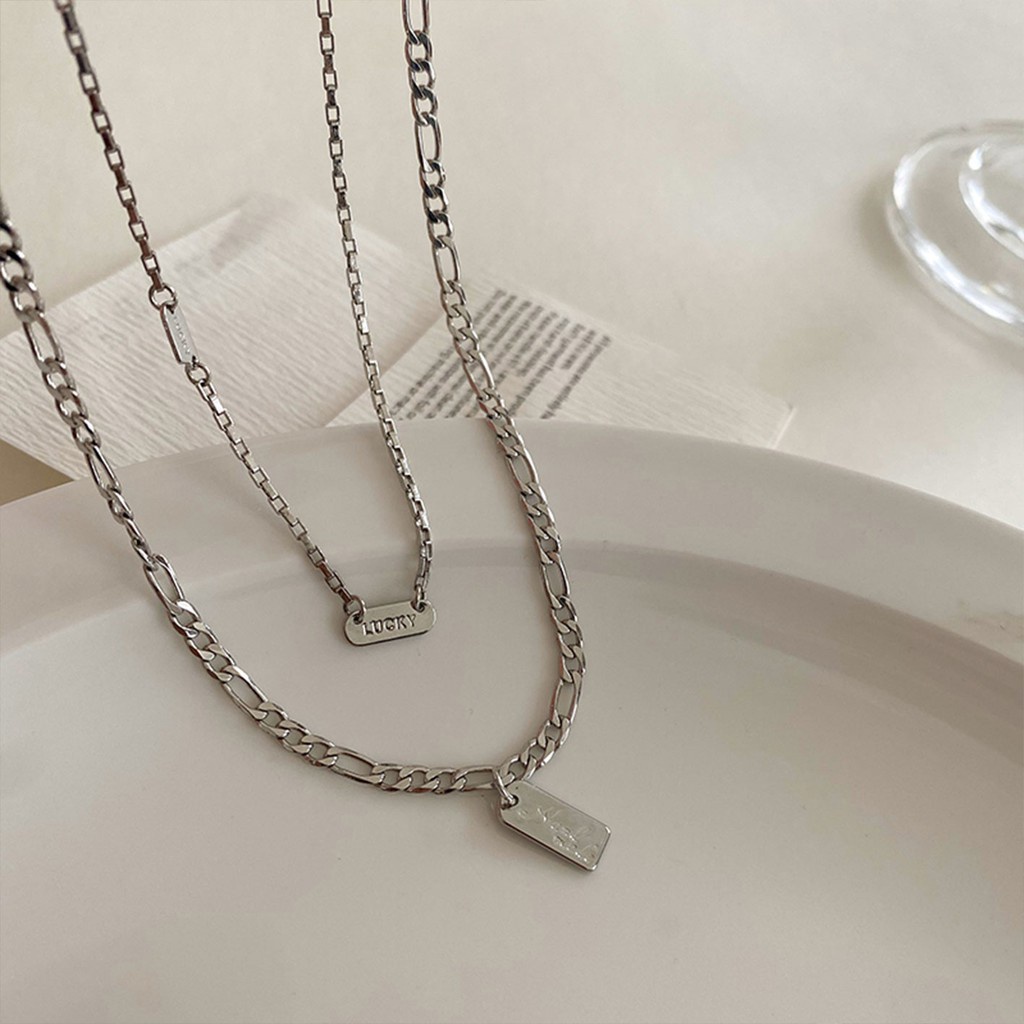 Vòng cổ đôi bằng titanium thiết kế thời trang độc đáo dành cho nữ