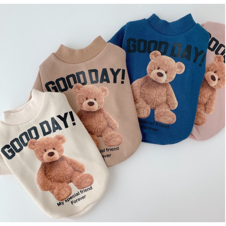 Áo cho thú cưng hình gấu và chữ Good day, áo cho chó mèo