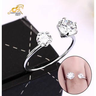 Nhẫn inox nữ hở đính xoàn cách điệu đẹp giá rẻ