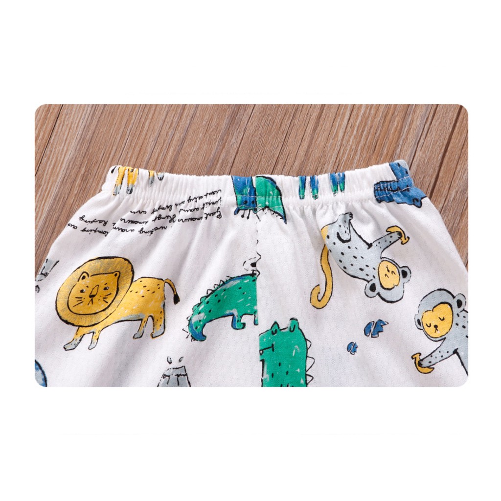 Bộ quần áo bé trai tay cộc chất liệu cotton sợi tre siêu mát in hình cute phong cách Hàn Quốc Rhino Kids