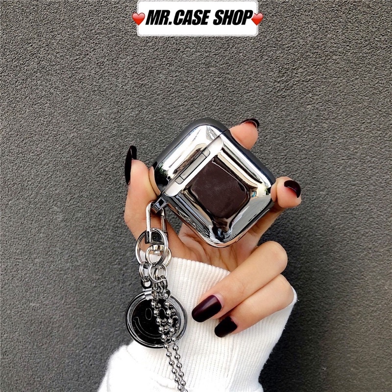 Case Airpods 1/2 /Pro Vỏ Ốp Tai Nghe Hình Mặt  Cười Tráng Gương Kèm Móc khoá - Mr.Case AirPods