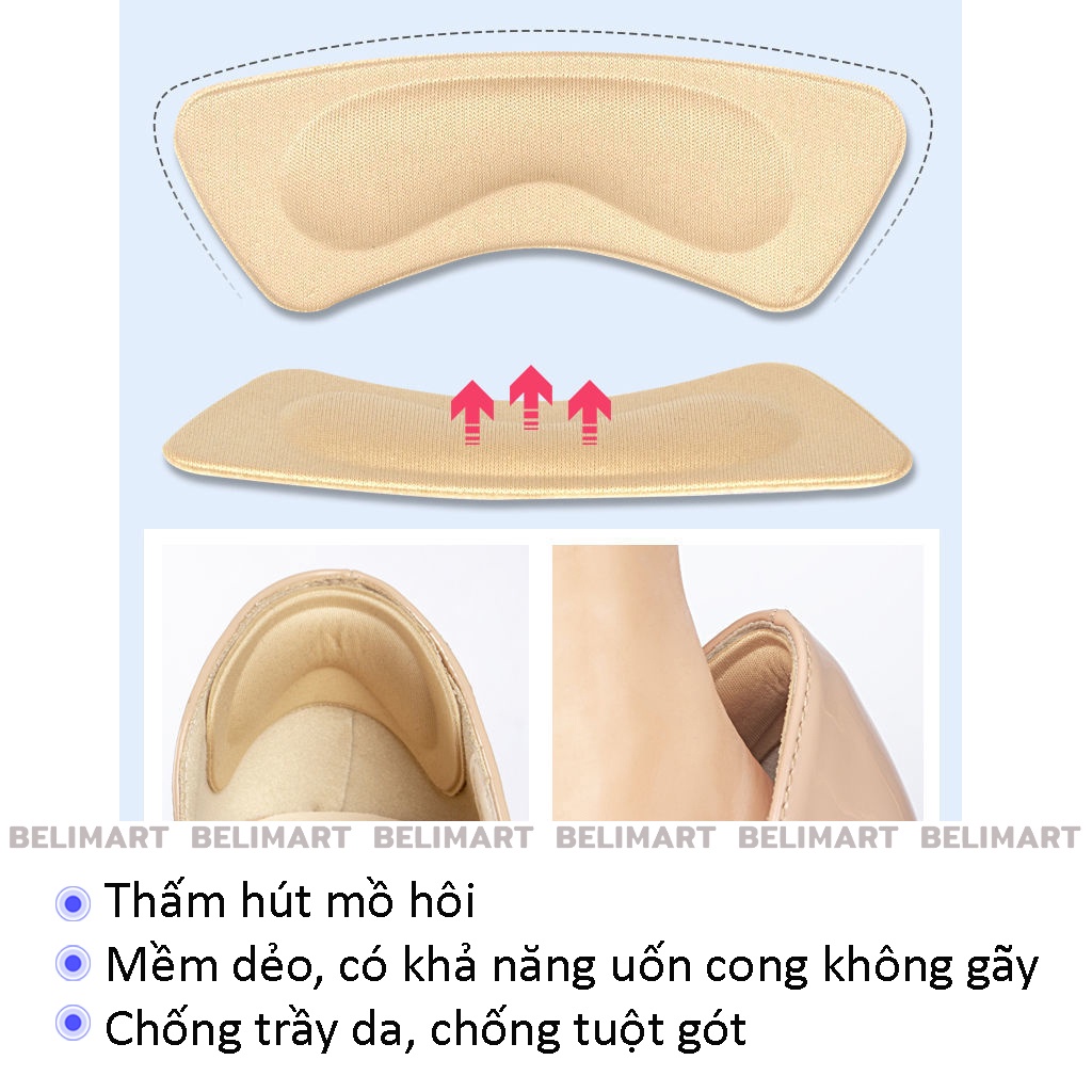 Combo 2 cặp lót giày cao gót 4D chống trầy da, chống tuột gót, bảo vệ gót sau Beli PK53 và PK54