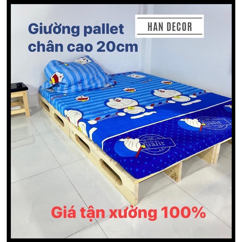 Giường pallet gỗ thông chân giường cao 20cm giá rẻ