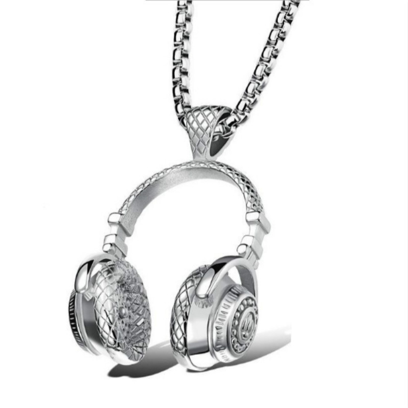 Dây chuyền thép không gỉ hình tai nghe nhạc phong cách rock cá tính