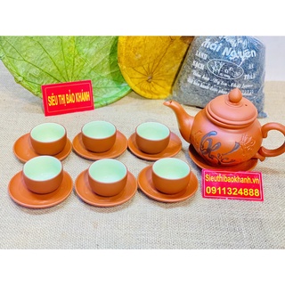 Bộ ấm chén Tử Sa họa tiết chữ Phúc Bát Tràng 350ml
