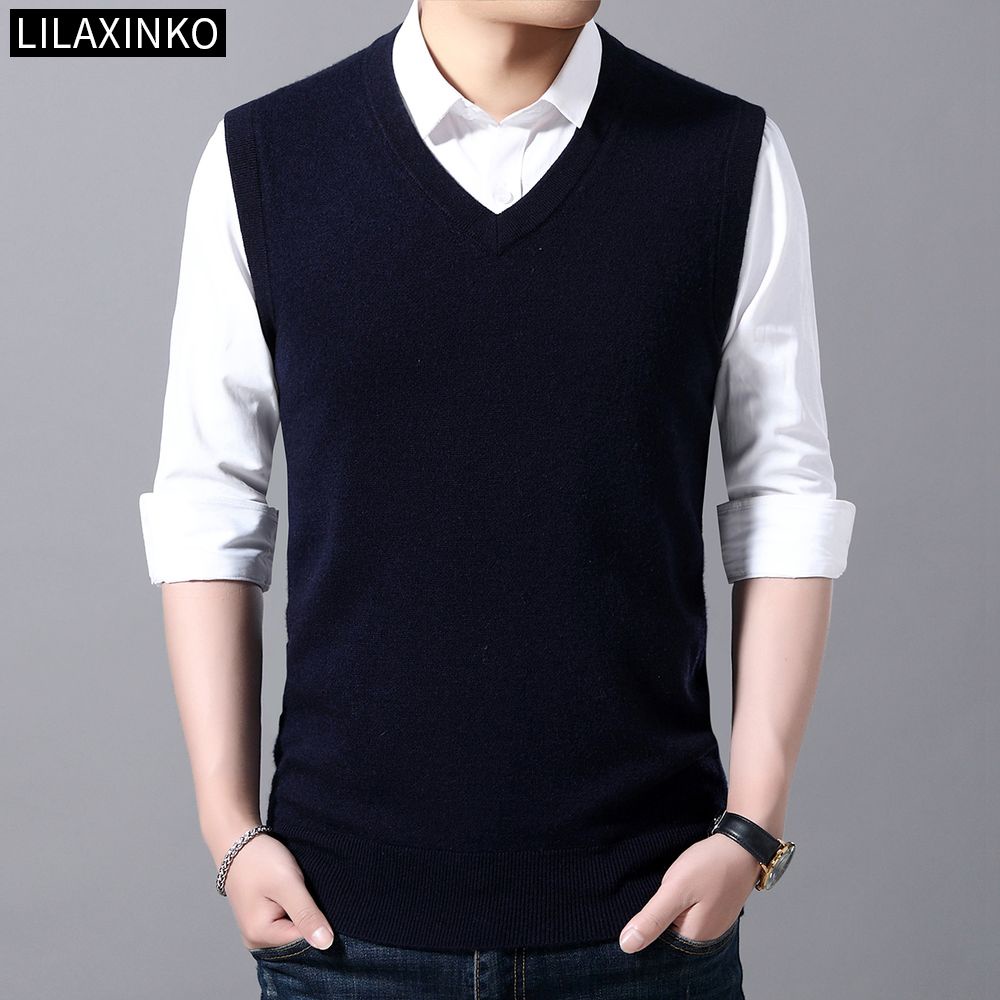 Áo Len Không Tay Cổ Chữ V Màu Trơn Thời Trang Thu Đông Cho Nam 8 Màu Lựa Chọn | BigBuy360 - bigbuy360.vn