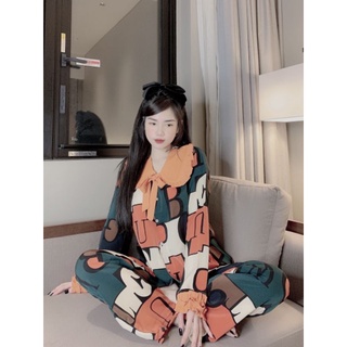 Bộ Pjzama Tay Dài Tiểu Thư Lụa Mango Size <60kg
