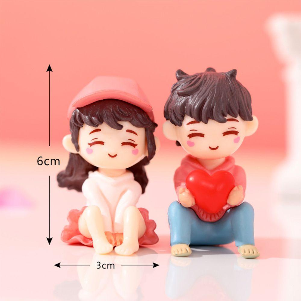 ZAIJIE Mini Couple Figures Miniature Lovers Couple Love Heart Couple Ornament Resin Sweety Home Decoration Garden Figurines