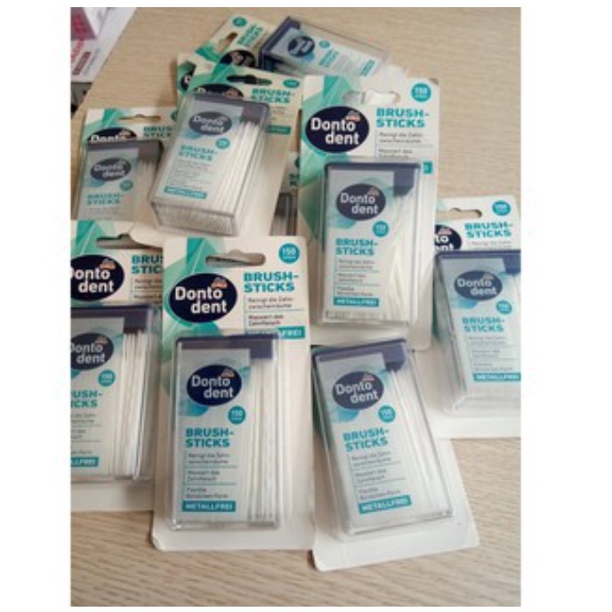 Tăm Nhựa Nha Khoa Dontodent Brush Sticks Hộp 150 Chiếc Hàng Chính Hãng