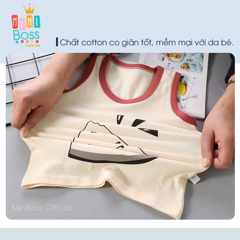 Bộ quần áo ba lỗ Quảng Châu xuất Hàn cho bé 10-22kg MiniBoss | Bộ mặc nhà cho bé trai bé gái