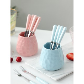 Bộ nĩa ăn trái cây cán dài bằng inox kiểu hàn quốc