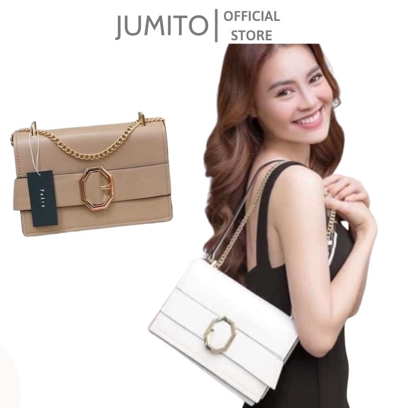 Túi xách nữ đeo chéo đeo vai khuy tròn dây xích sang trọng JUMITO SA1565