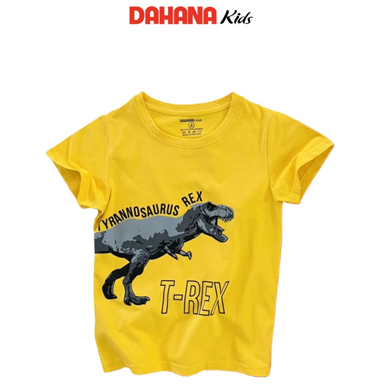 Áo Cộc Tay Bé Trai DAHANA Kids - Áo Phông Cộc Tay Thun Cotton Cho Bé Trai 1-8 Tuổi  Hình In Khủng Long Ngộ Nghĩnh