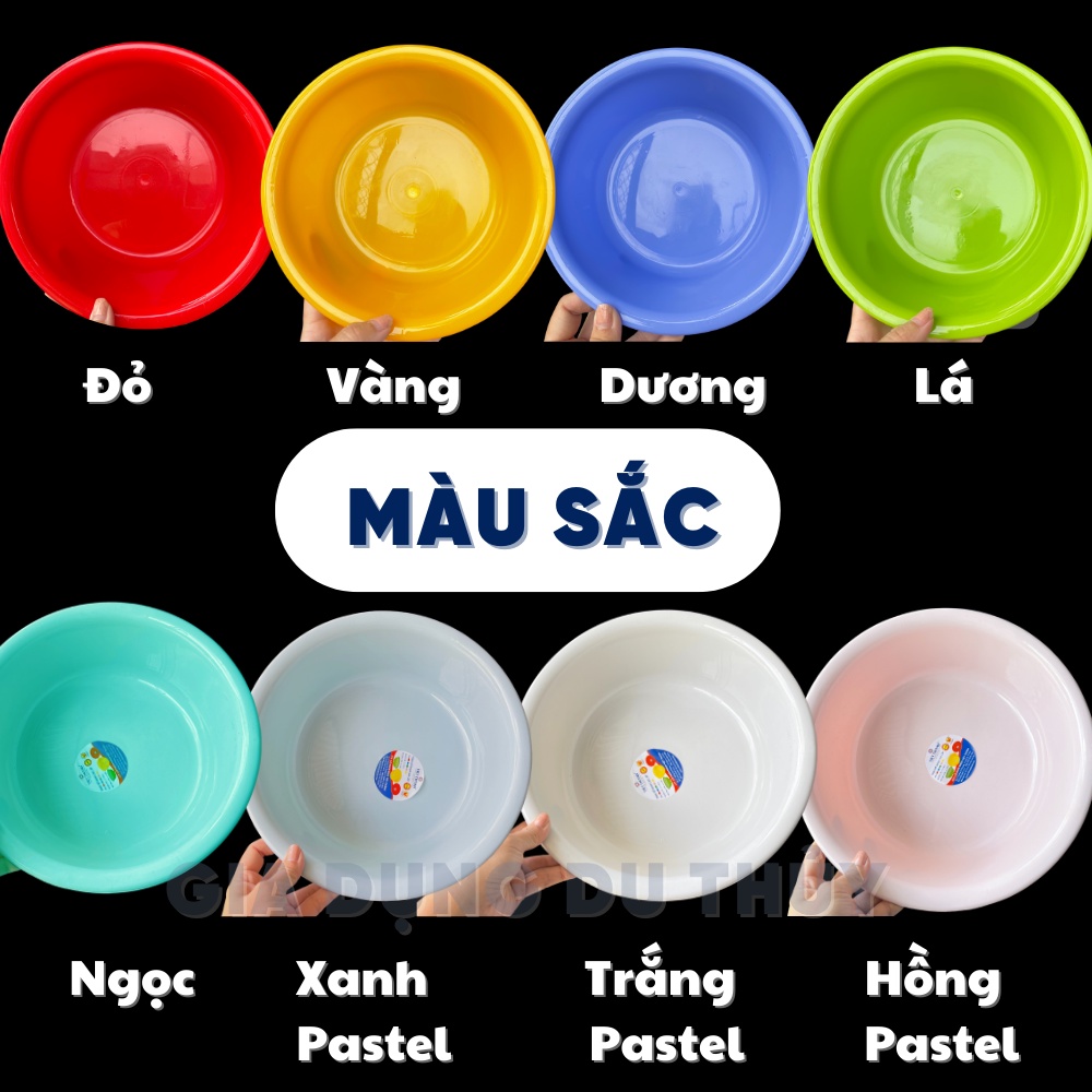 Thau nhựa tròn màu trắng size nhỏ 20-30 phù hợp làm chậu rửa mặt, rửa rau quả nhiều màu sắc của gia dụng Du Thủy