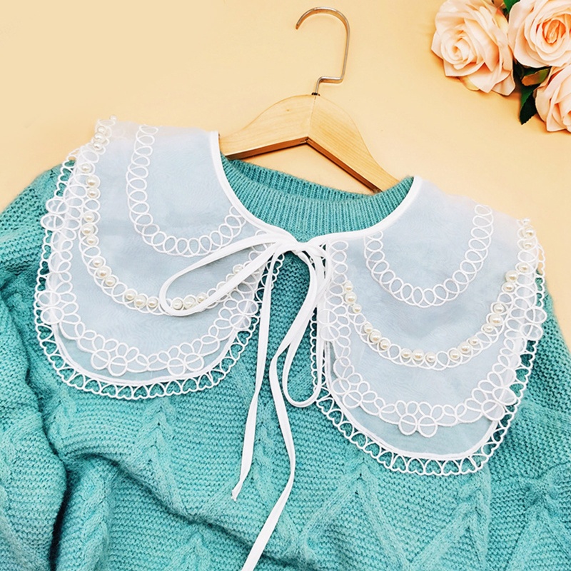 Cổ Áo Giả Thêu Họa Tiết Rỗng Có Thể Tháo Rời Cho Nữ