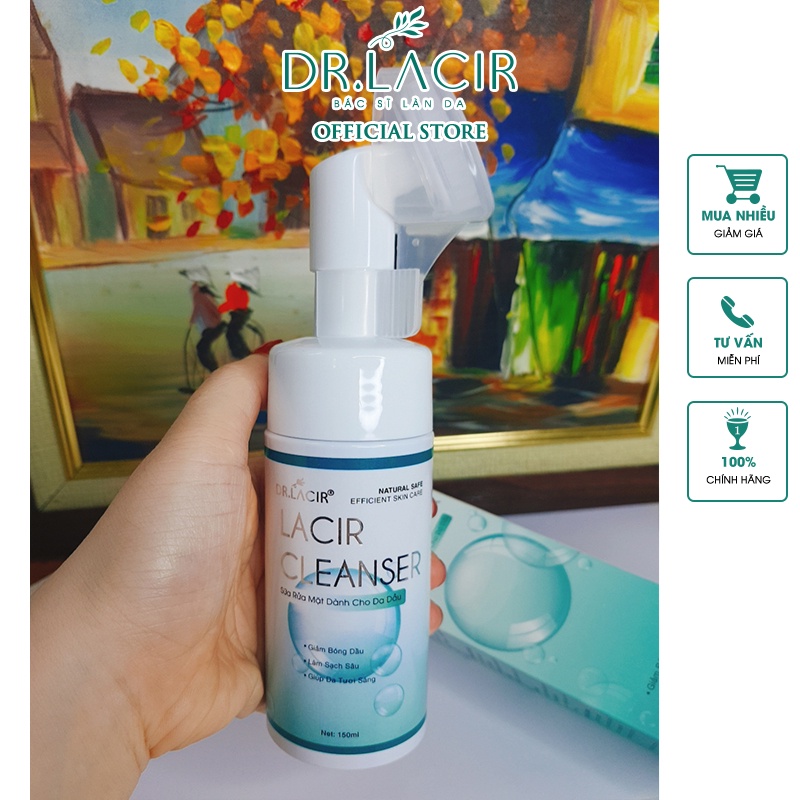 Combo sữa rửa mặt bạc hà kiềm dầu Lacir Cleanser DR.LACIR 150ml và Toner tinh thể bạc hà mint crystal DR.LACIR 10ml