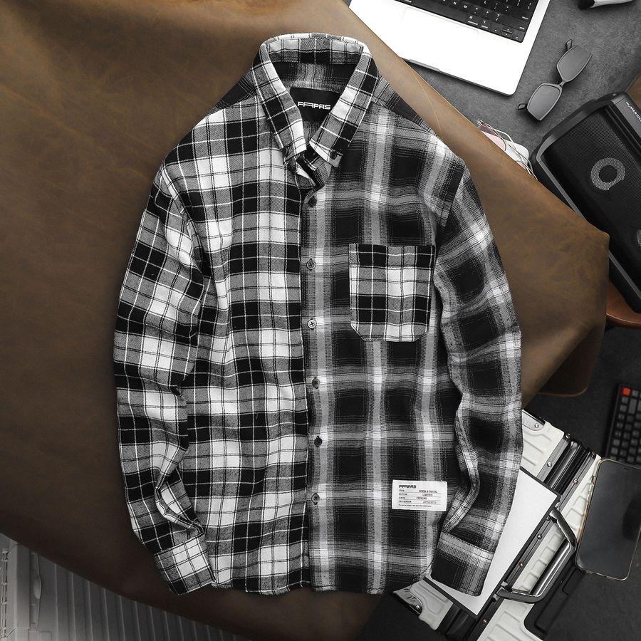 Áo Sơ Mi Nam Dubin Phối Họa Tiết Caro Hai Màu Chất Vải Flannel Mềm Mịn Phong Cách Trẻ Trung Form Chuẩn - FAPAS
