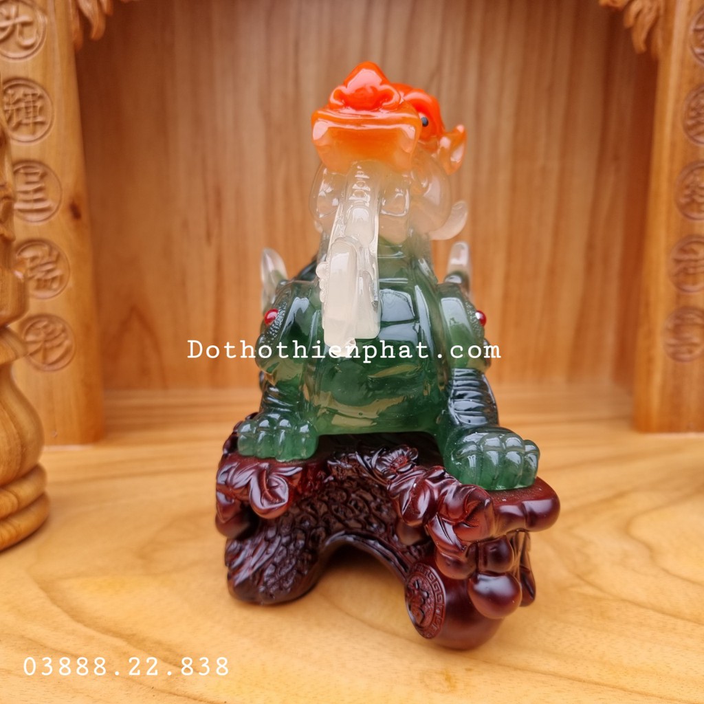 Tỳ Hưu Phong Thủy màu xanh ngang 27cm