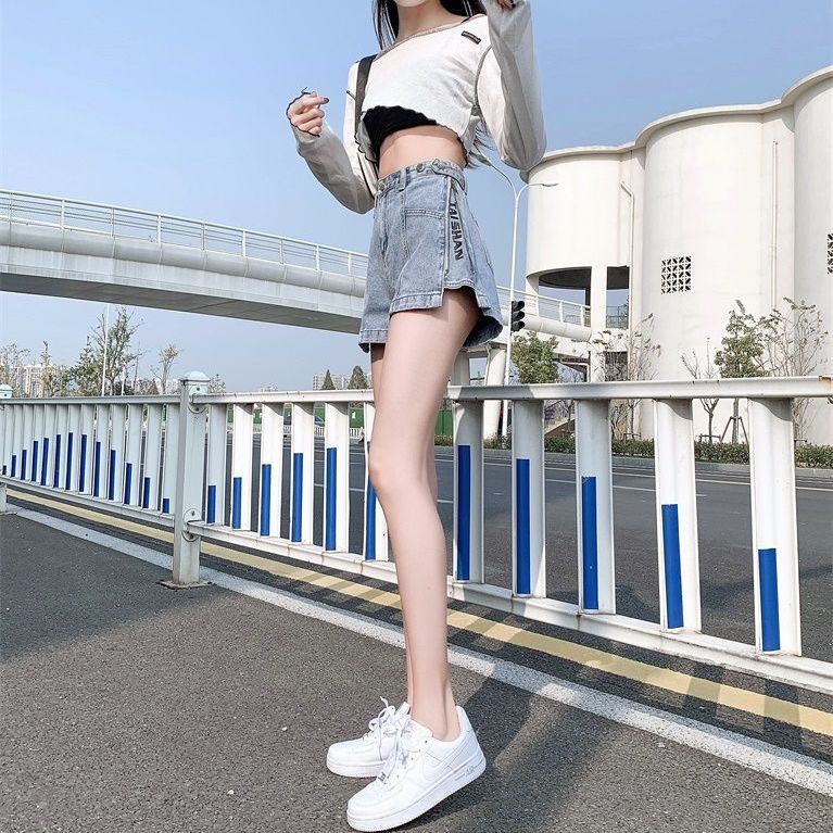 Quần Short Denim Ống Rộng Lưng Cao Thời Trang Mùa Hè 2021 Cho Nữ