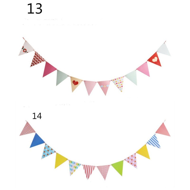 Dải Băng Rôn 12 Lá Cờ Đầy Màu Sắc Dài 2.5M Trang Trí Sinh Nhật Bé