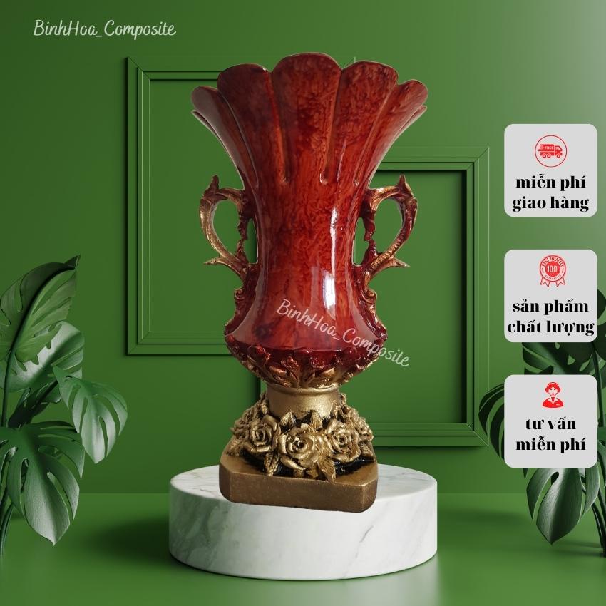 Bình hoa composite họa tiết cúp s5 mã bh28, lọ cắm hoa cao cấp