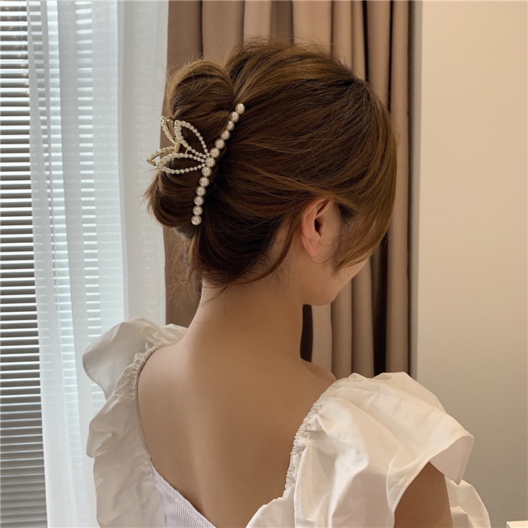 Kẹp tóc kim loại đính hột hình tai thỏ SKM204 sang trọng, xinh đẹp phong cách Hàn Quốc làm phụ kiện tóc cho nữ