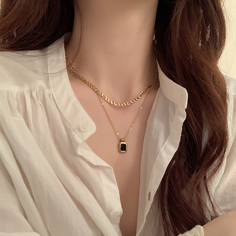 Vòng cổ MAYEBE LAVEND bằng thép titan mạ vàng 18k hai lớp phong cách Hàn Quốc