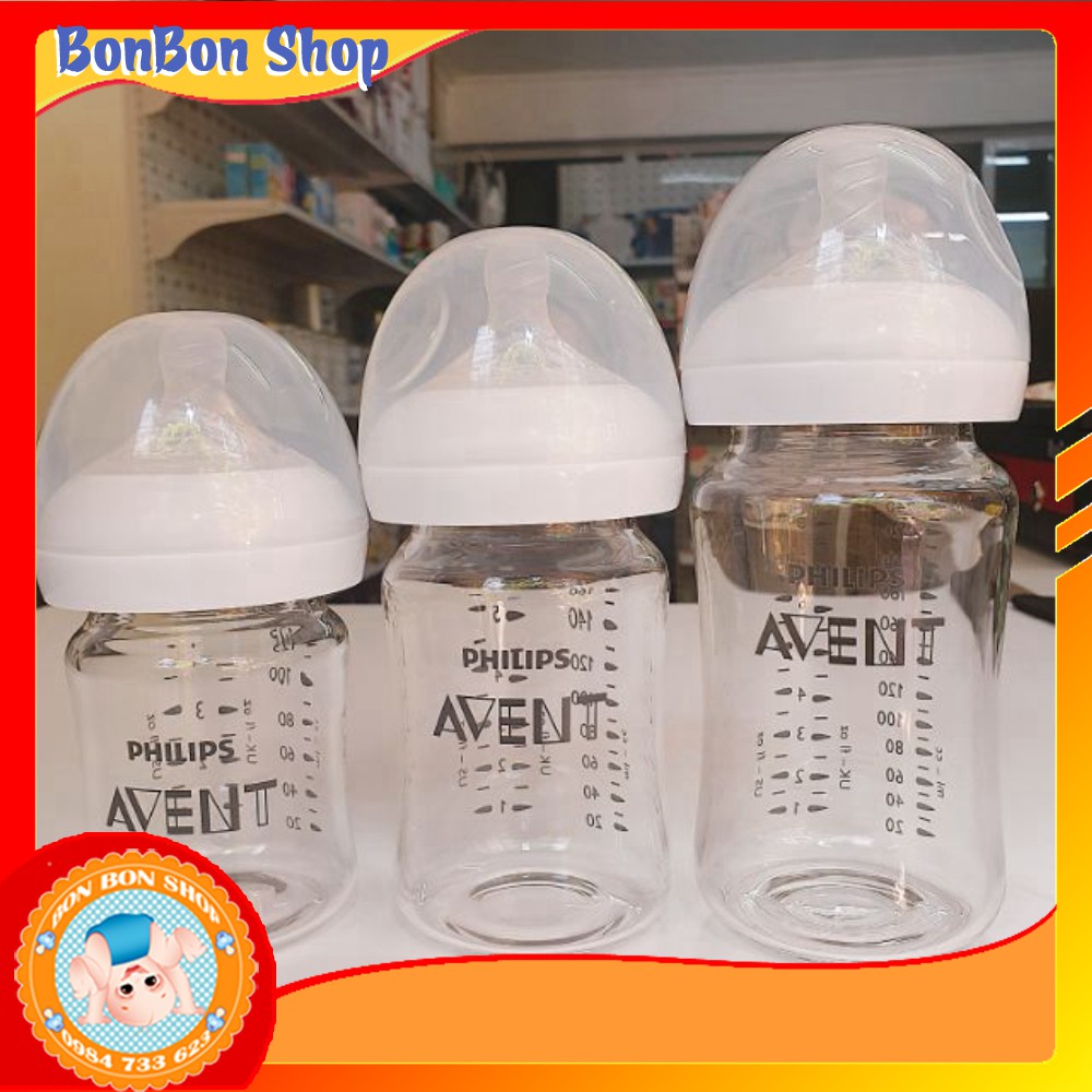 [HÀNG CHÍNH HÃNG] Bình sữa thủy tinh Avent dáng Classic núm xoắn 125/160/240ml