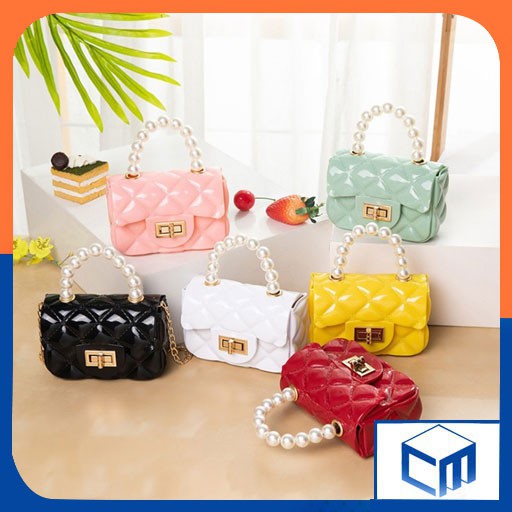 Cimer Túi đeo chéo mini quai hạt ngọc bằng nhựa silicon