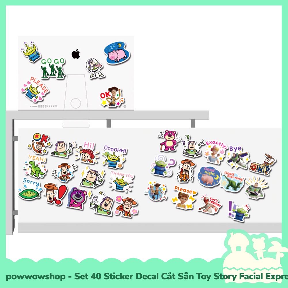 [Sẵn VN - Hỏa Tốc] Set 40 Sticker Mini Decal Dán Trang Trí Vật Dụng Mẫu Câu Truyện Đồ Chơi Toy Story Special Facial