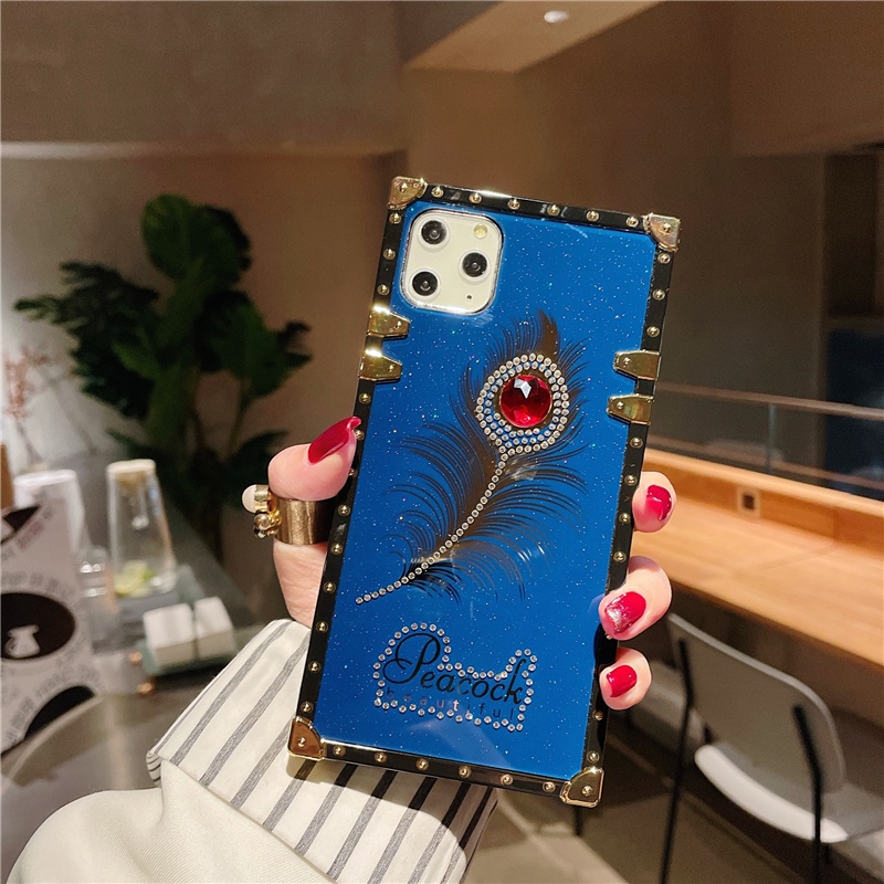 Thời Trang Ốp Điện Thoại Hình Vuông Đính Kim Cương Giả Cho iphone 14 13 12 pro max 11 pro max xs xr 6 6s 8 7plus