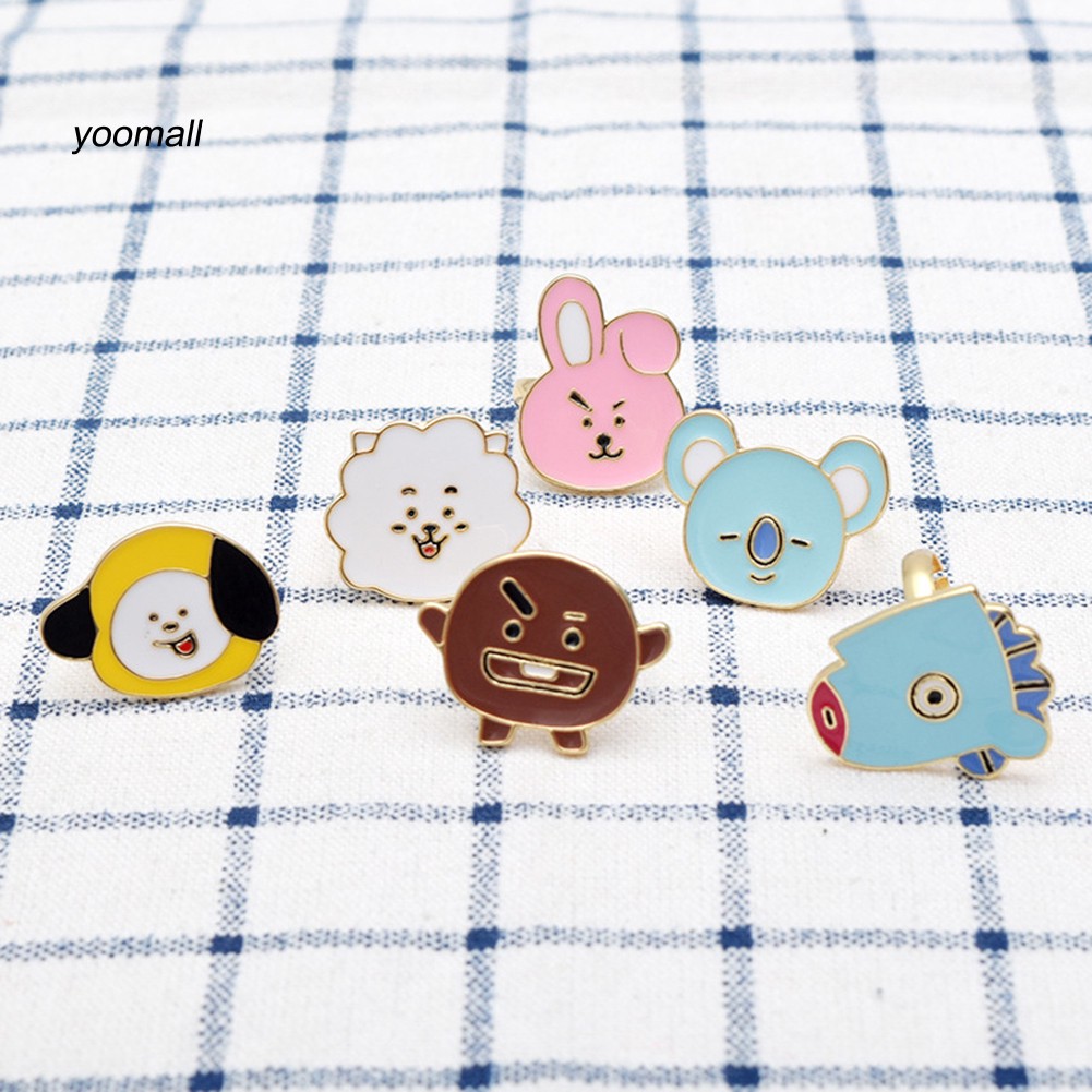 YOML✔1Pc Kpop BTS Cartoon Doll Alloy Badge Brooch Pin T-Shirt Hat Backpack Ornament