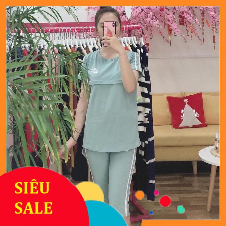 Đồ Bộ Bầu  FREESHIP ⚡️ Đồ Bộ Bầu Lửng Kết Hợp Sau Sinh Cho Mẹ, 100% Cotton, Freesize