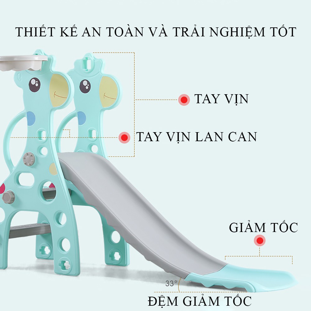 Cầu trượt xích đu cho bé. Đồ chơi cầu trượt, xích đu kết hợp bóng rổ thiết kế thông minh phù hợp nhiều lứa tuổi