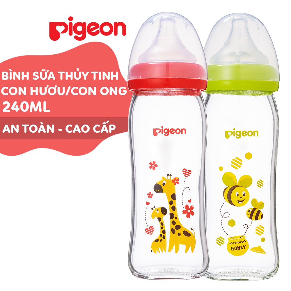 Bình sữa thuỷ tinh Plus Pigeon 240ml (M)