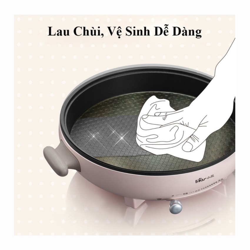 ☒◇♤Chảo Điện Chống Dính Đa Năng BEAR DBC-D12C1 Màu Hồng Công Suất 1000W