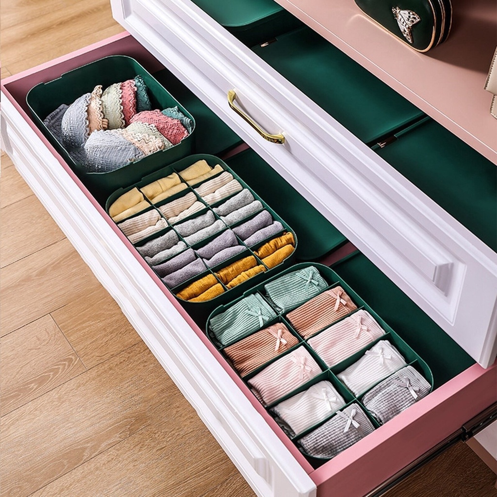 Hộp đựng vớ/ mỹ phẩm/ dụng cụ văn phòng, có vách ngắn tiện lợi mẫu mã đẹp lịch sự | Hàng có sẵn giao ngay | HCM