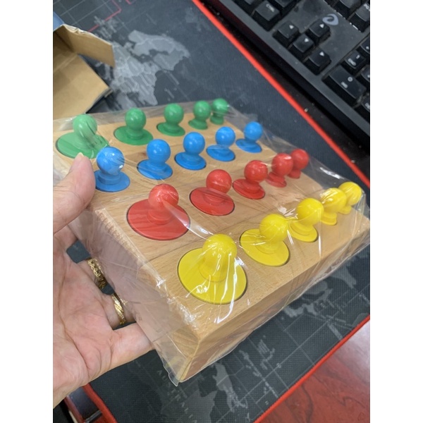 (Đồ Chơi Gỗ Kèm Ảnh Thật) Set 4 bộ núm trụ Montessori