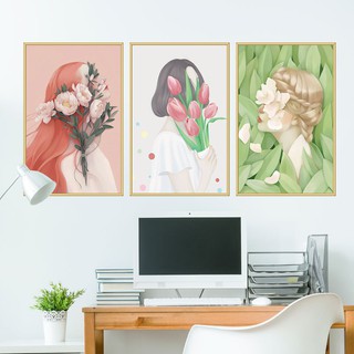 [COMBO 3 BỨC] Tranh dán tường mẫu 3 cô gái cực đẹp, decal trang trí tường nhà, phòng khách, phòng ngủ, quán cafe...