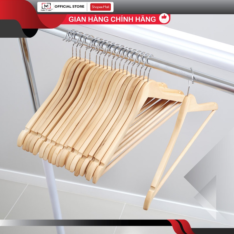 Combo 35 móc gỗ cao cấp có thanh ngang thương hiệu MW FURNITURE hàng xuất khẩu